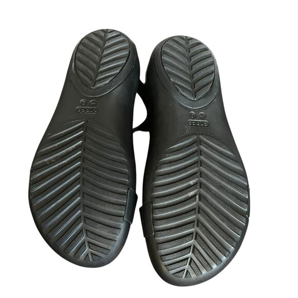 Crocs Women’s Slingback Sandals Black Comfort Flats Water-Friendly Shoes Size 9 - Picture 6 of 7